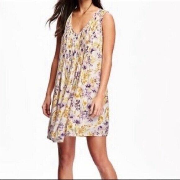 NWT Old Navy Multicolor Floral Side Zipper Pleated Sleeveless Mini Dress XS - Picture 1 of 10